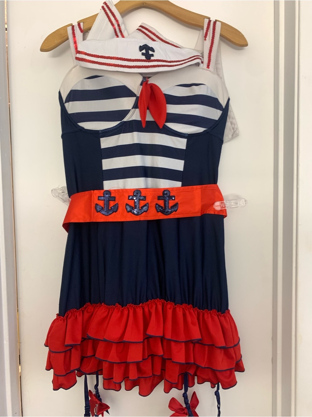 Dreamgirl Navy, White & Red Sailor Costume Skirt